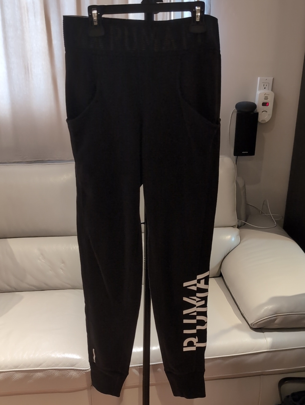 Puma Black Jogger Pants with White Side Logo